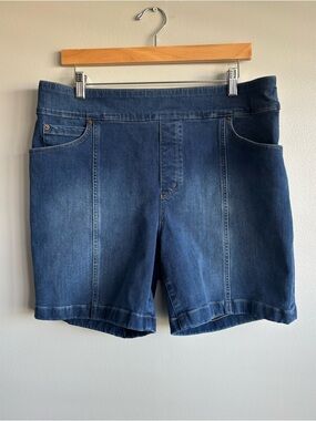Women's Jean-Netics Pull-On 7" Denim Blue Jean Shorts Size 16 Summer Spring